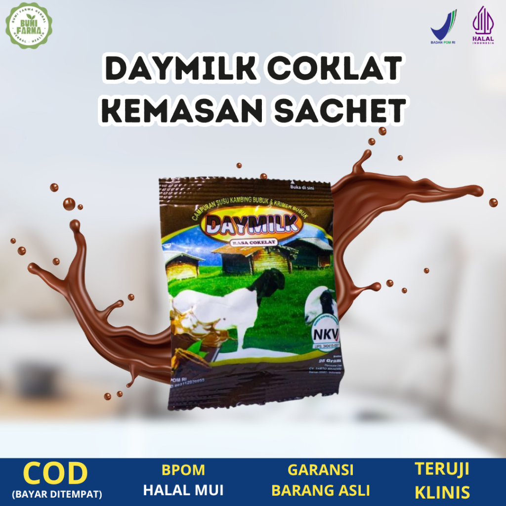 

Daymilk Coklat Kemasan Sachet - Susu Kambing Etawa menjaga kesehatan pernafasan dan persendian