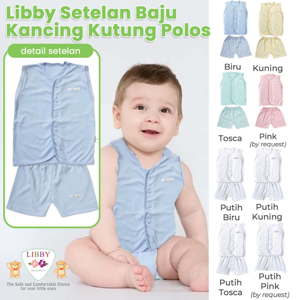 Setelan Anak - Libby Setelan Baju Kancing Kutung Polos