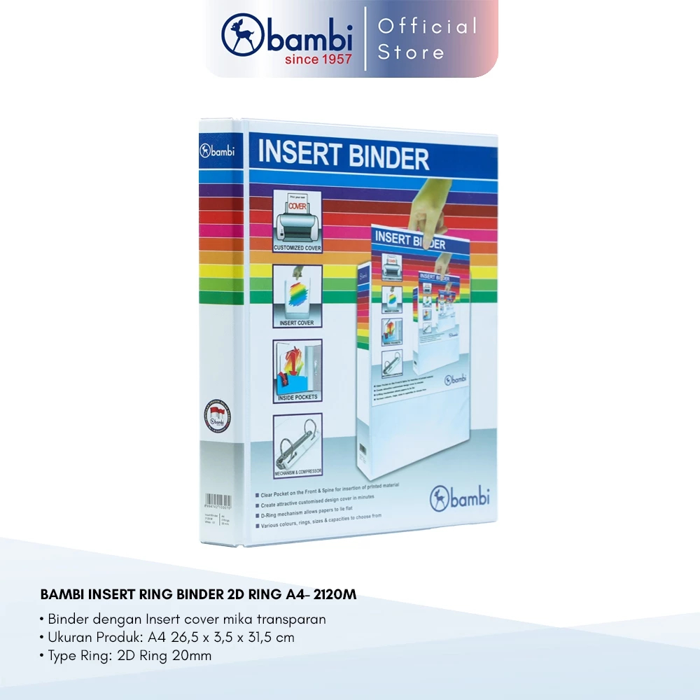 

Bambi Insert Binder A4 2 Ring MEDIUM SIZE kode 2120M