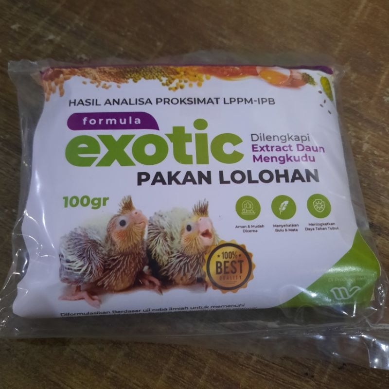 FORMULA EXOTIC 100GR BUBUR LOLOH EXOTIC 100GR LOLOHAN BURUNG PIYIK PIYEK ANAKAN PARKIT LOVEBIRD FALK