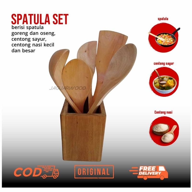 spatula set - paket spatula Multifungsi - spatula alat masak - spatula kayu