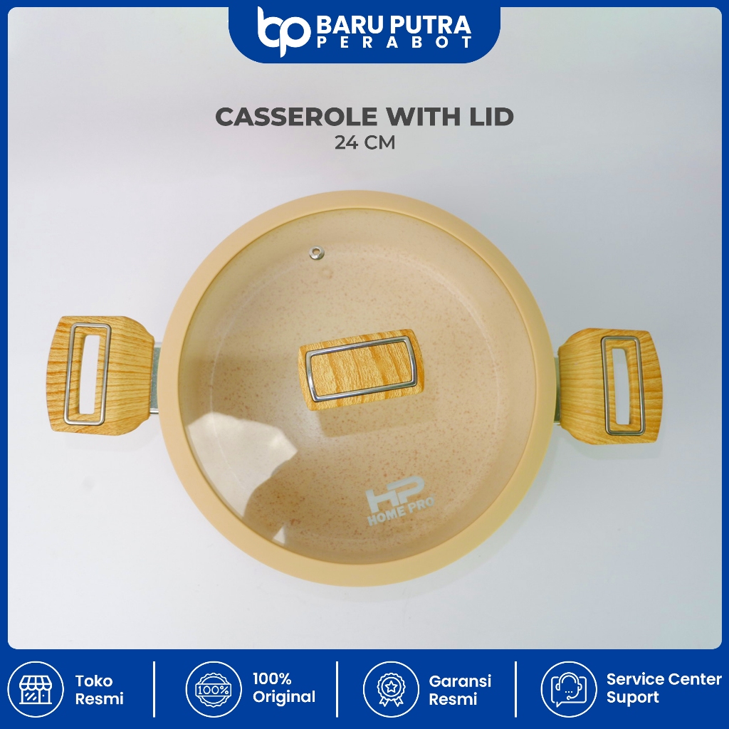 HOME PRO Uri Series Granite Ceramic Casserole 24 cm with Lid Panci Anti Lengket