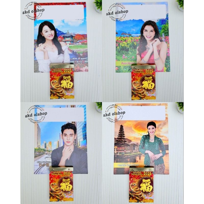 

satu set kalender harian 2025 TH sedang + tatakan/papan gantungan TH artis