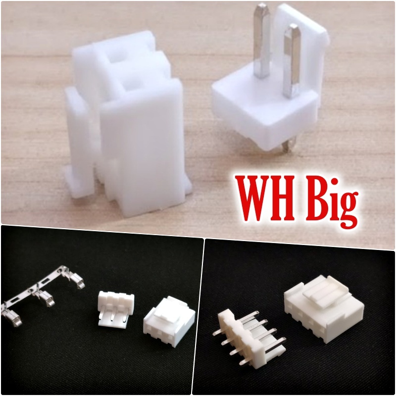 3Pasang Konektor 2 3 4 Pin WH big A3963 Pengunci  Socket Soket Besar pitch 3.96 mm