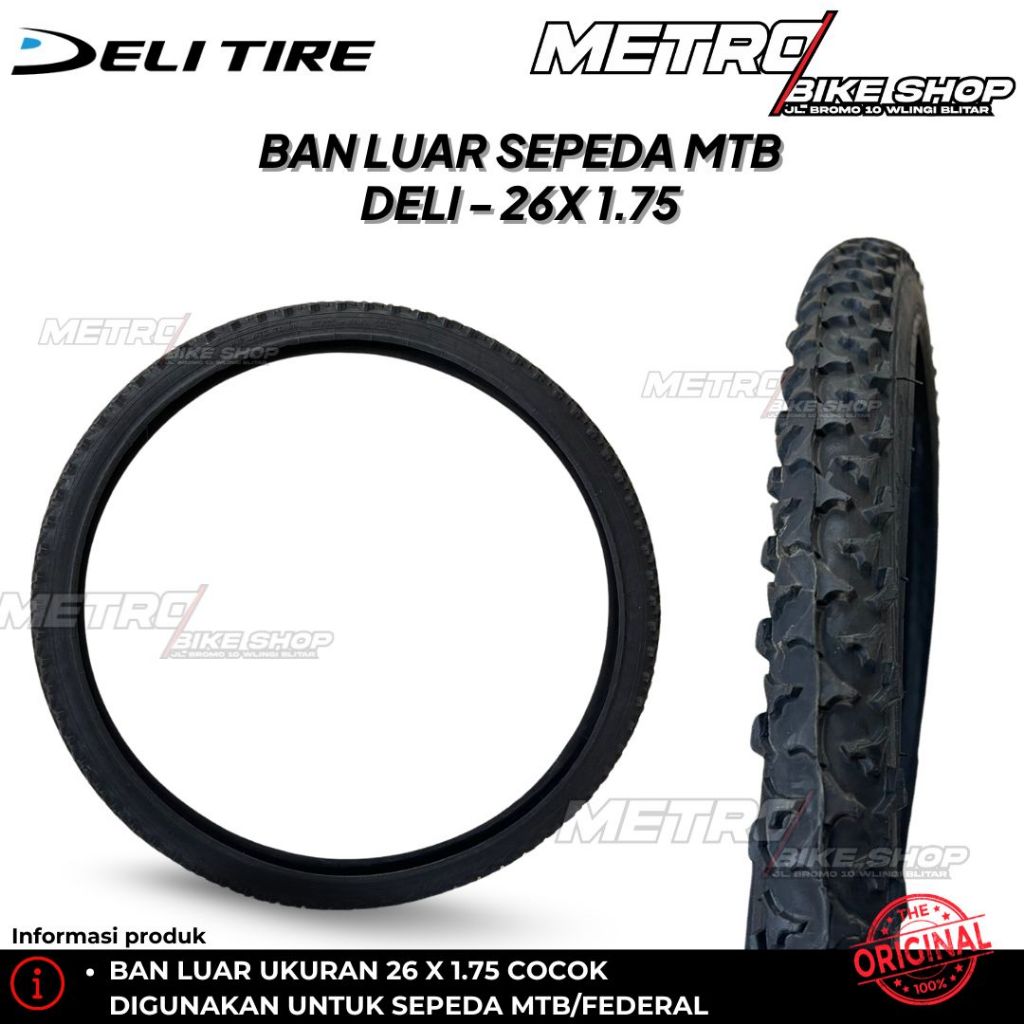 Ban Luar Sepeda Deli 26 x 1.75 Ban Luar Sepeda Gunung Ban Luar Sepeda MTB Ban Luar federal