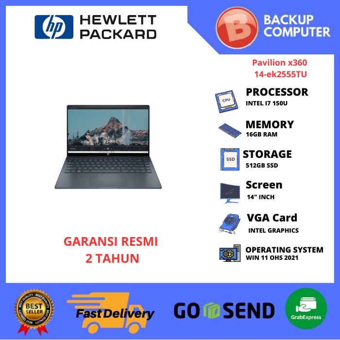 LAPTOP 2IN1 HP Pavilion x360 14-ek2555TU Intel 7-150U 16GB RAM