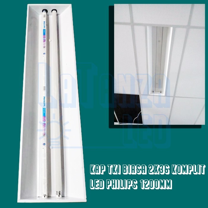 Set Kap lampu TLD TKI 2X36 + TL LED 16 watt Komplit
