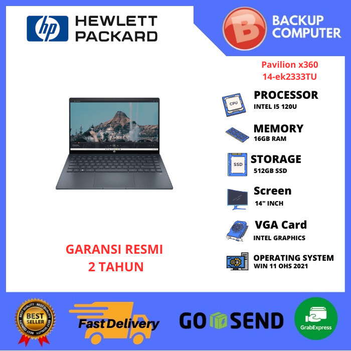 LAPTOP HP Pavilion x360 14-ek2333TU Intel 5 120U 16GB RAM