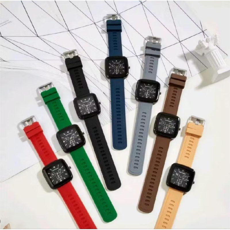 Jam tangan Pria Wanita Sport Chrono Korea Fashion Quartz Silikon Rubber Analog Watch Brands RM081 (T