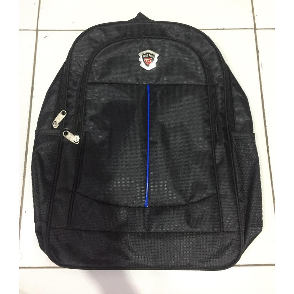 Tas Pollo Paris hitam less biru tegak