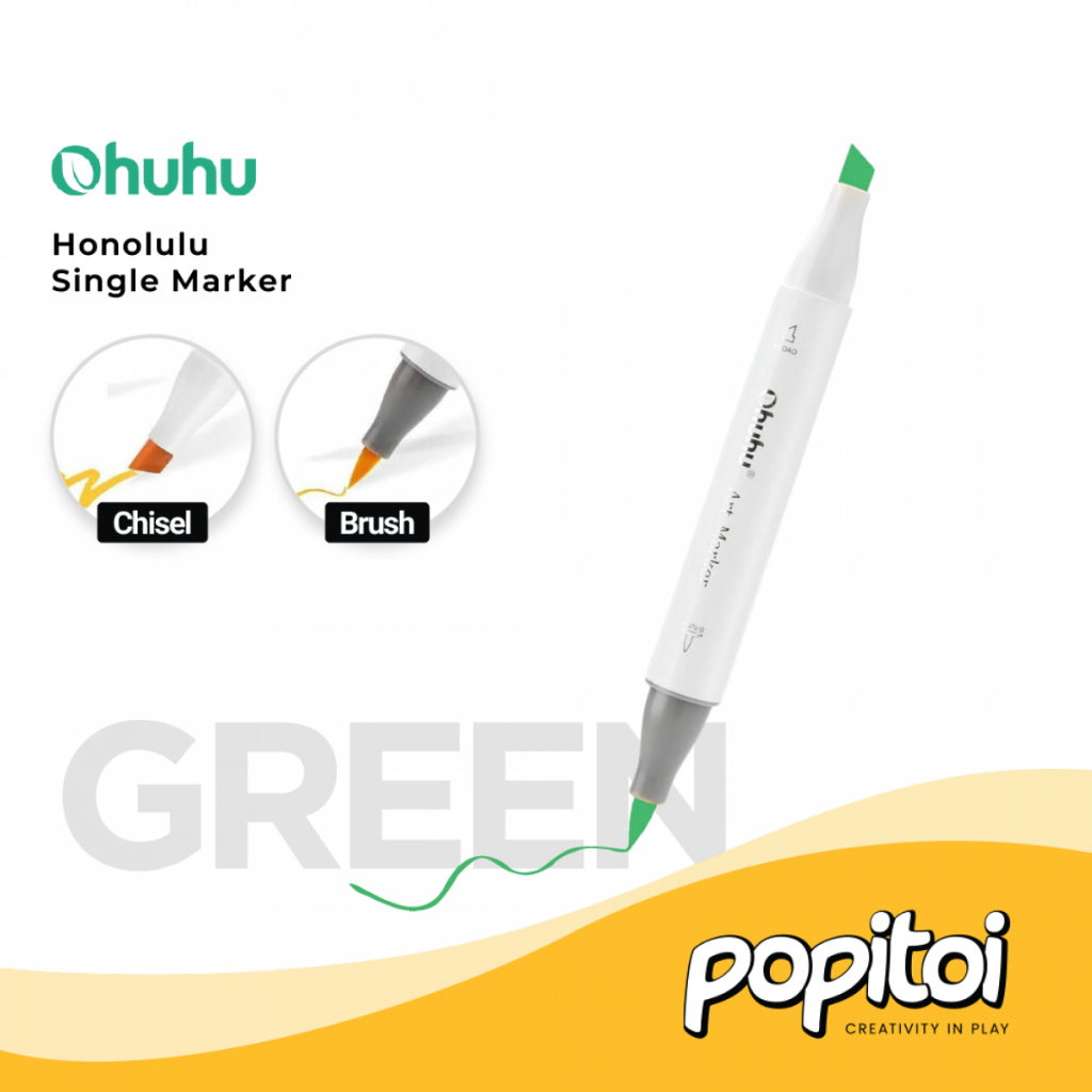 

OHUHU SINGLE Honolulu (Brush & Chisel) - GREEN SERIES | 361 Colors Refill Marker Satuan