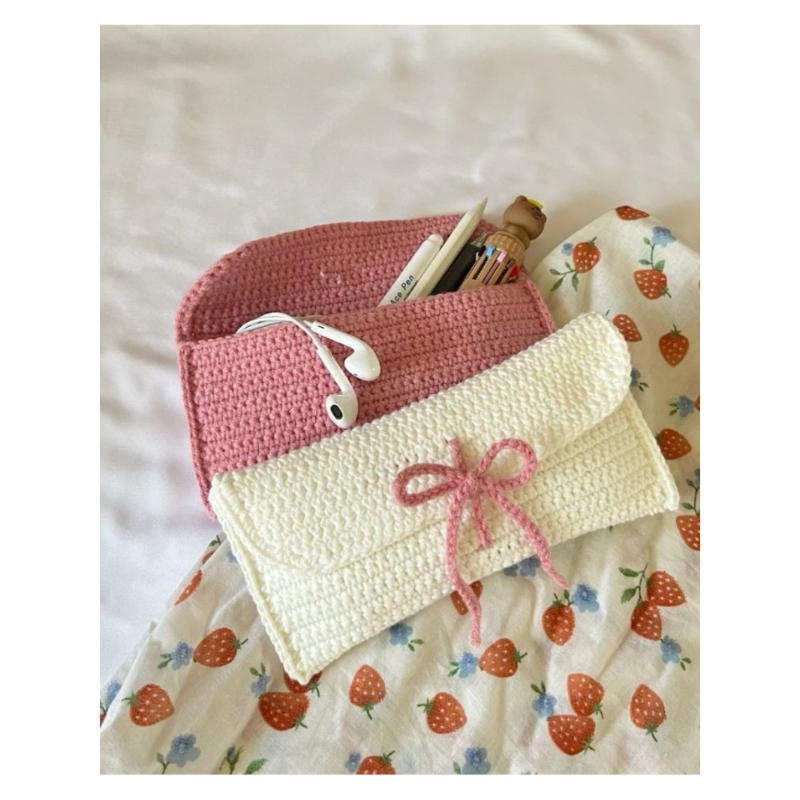 

Pencil Case Crochet Tempat Pensil Rajut Handmade