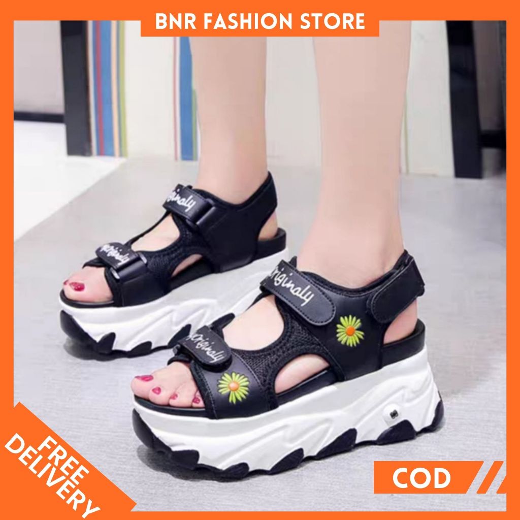 Sendal Wedges gunung Wanita Hak Tebal Tinggi 7cm Bahan Sintetis WA 411