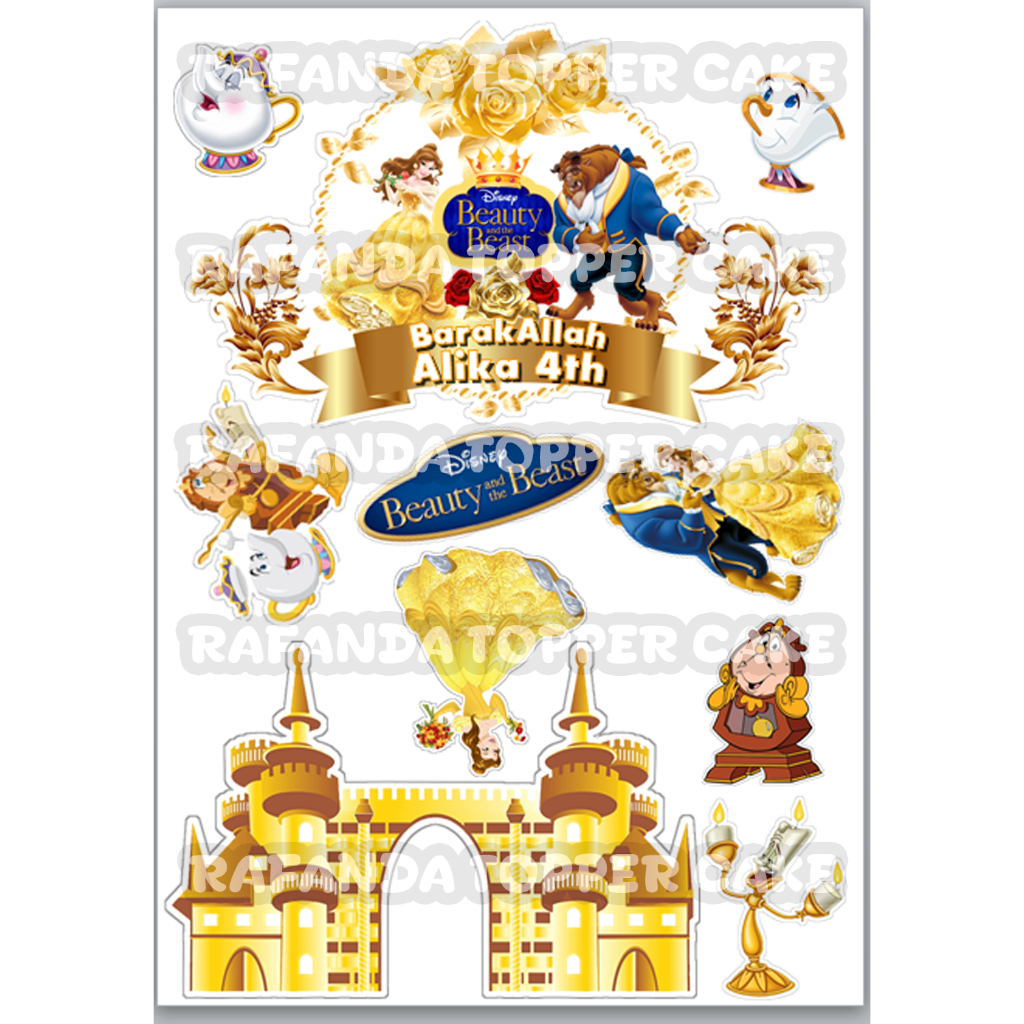 Topper kue ulang tahun princess belle disney