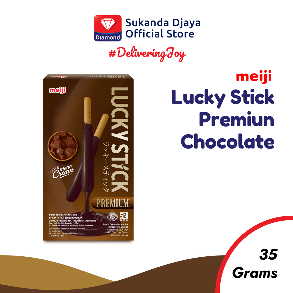 

Meiji Lucky Stick Premium Chocolate Biscuit Snack Ringan 35 GR