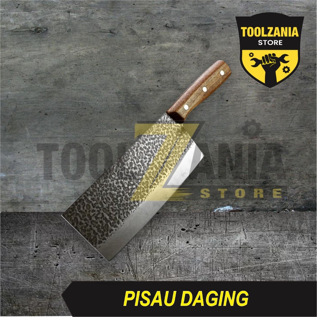 Pisau Daging Golok Besar Piso 7" Pisau Dapur Chef Meat Knife Cleaver / Pisau Golok Besar Piso Stenli