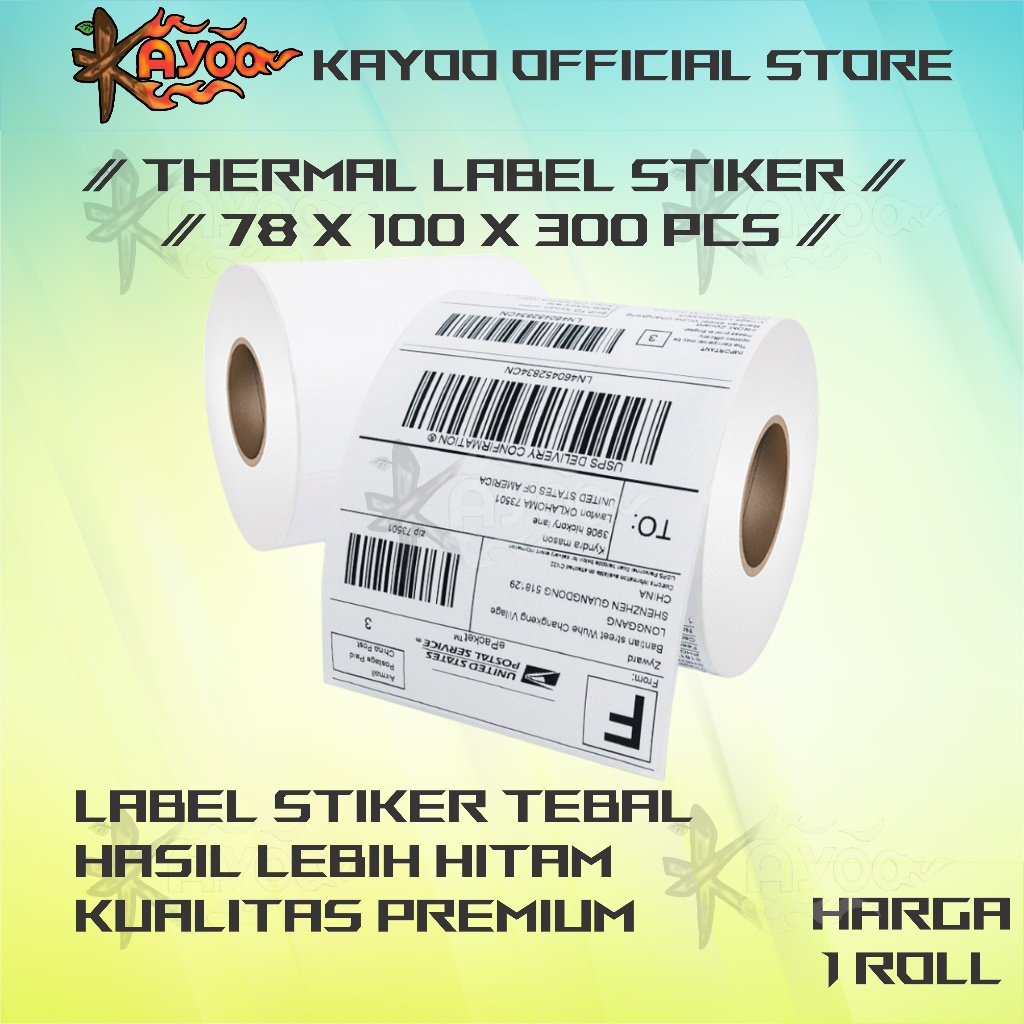 

KERTAS THERMAL STIKER LABEL RESI STICKER LABEL BARCODE ROLL UKURAN A6 78X100 MM ISI 300PCS 78X100MM ISI 300 PCS