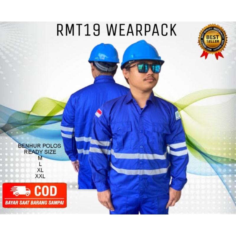 FREE ONGKIR WEARPACK KERJA BAJU KEMEJA SAFETY K3 MURAH WEARPACK ATASAN WARNA MERAH POLOS/TOSKA POLOS