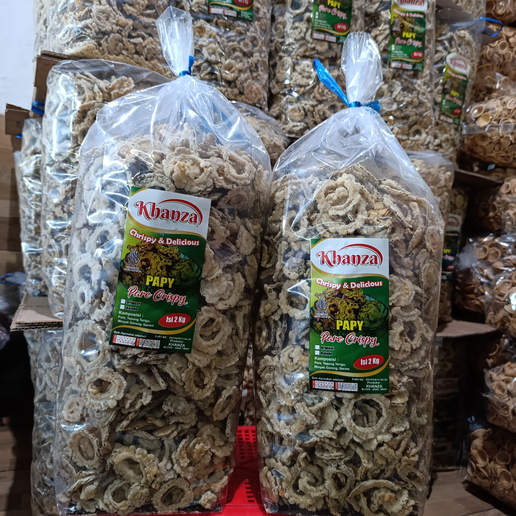 

KERIPIK PARE PREMIUM 1KG MERK KHANZA. PARE PREMIUM