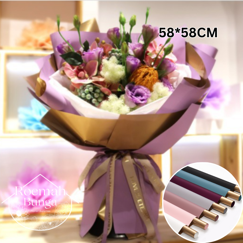 

[5 LBR] Cello Double Side Gold 58*58cm / Bungkus Buket Bunga Florist Emas