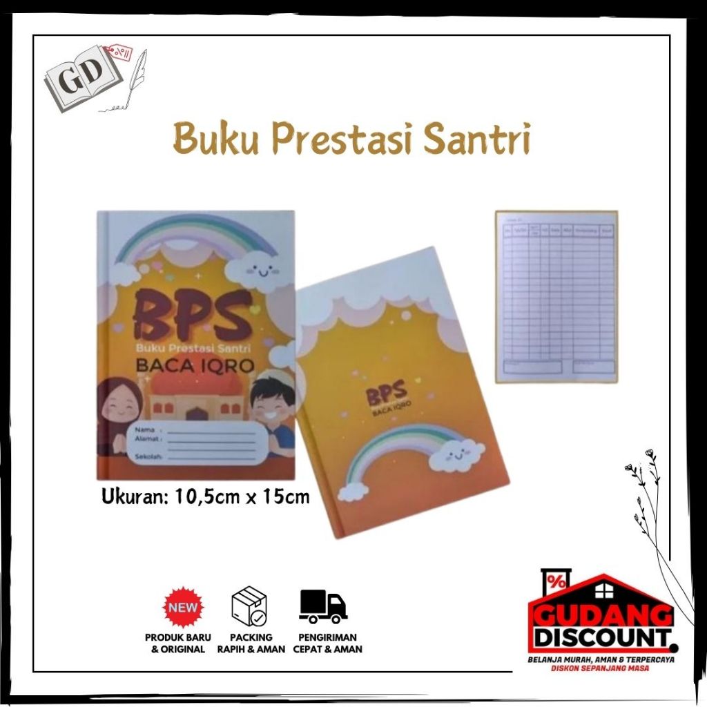 

BPS IQRO / IQRA' 1 Buku Prestasi Iqro Custom /Menerima pesenan jumlah banyak / Iqra Santri Mengaji Al Qur'an Anak TKA/TPA/TKQ/TPQ/RA