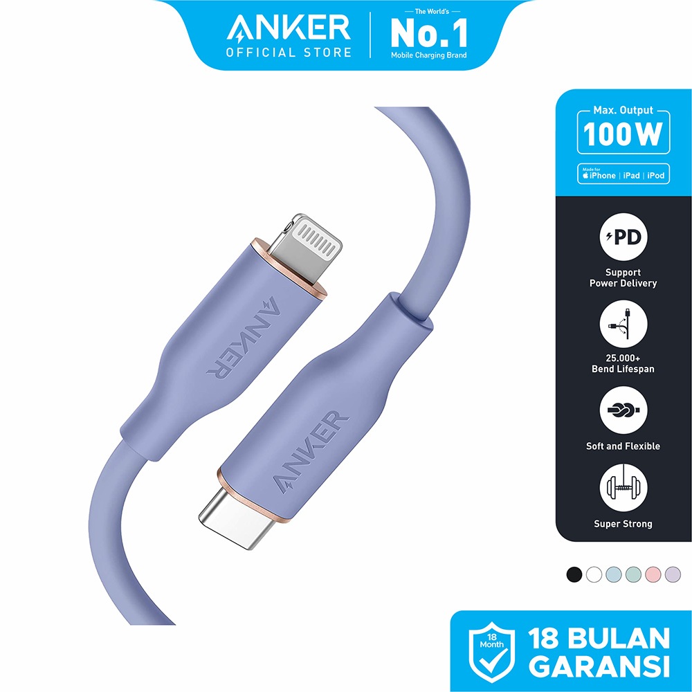 Kabel Charger Anker PowerLine III Flow C to Lightning 3ft - A8662