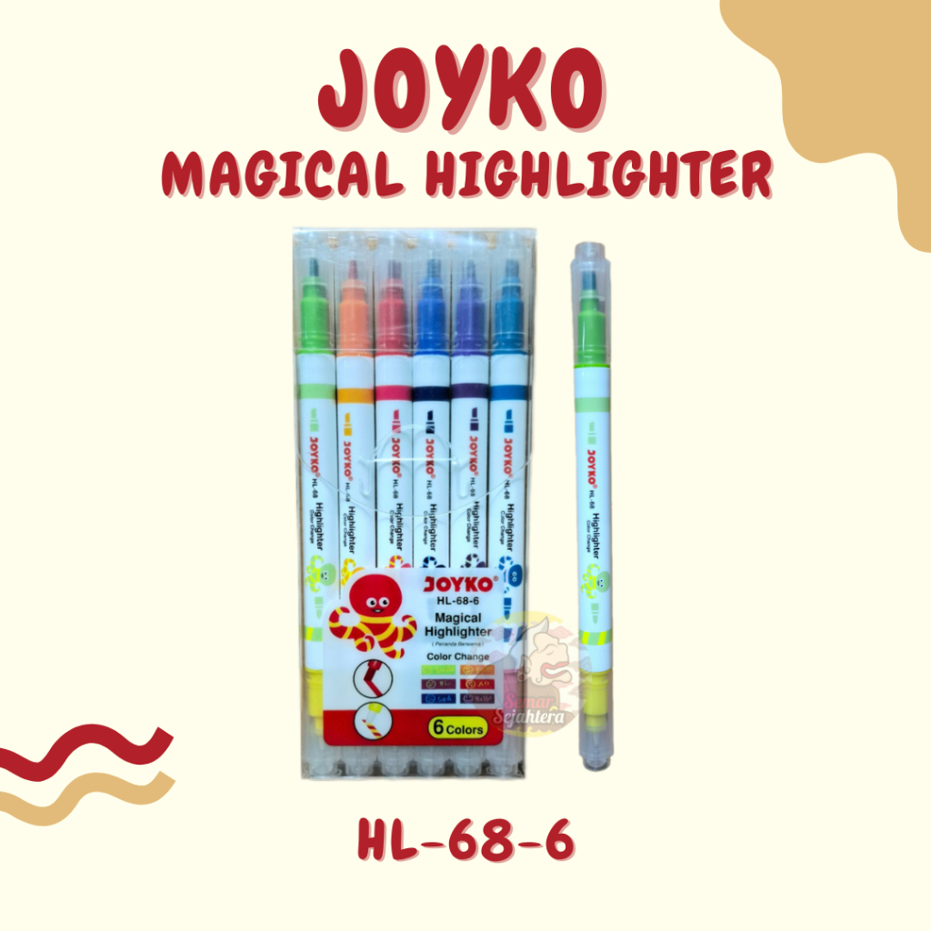 

[SET] MAGICAL HIGHLIGHTER JOYKO HL-68-6 6 WARNA