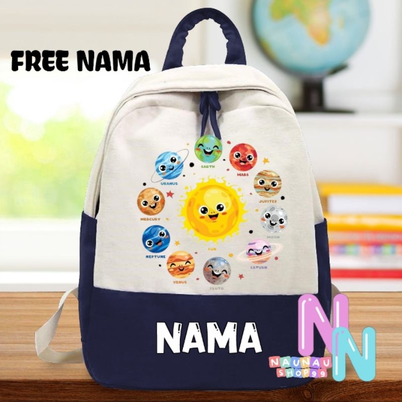 (FREE NAMA) TAS RANSEL ANAK PLANET SPACE ELEMENTS