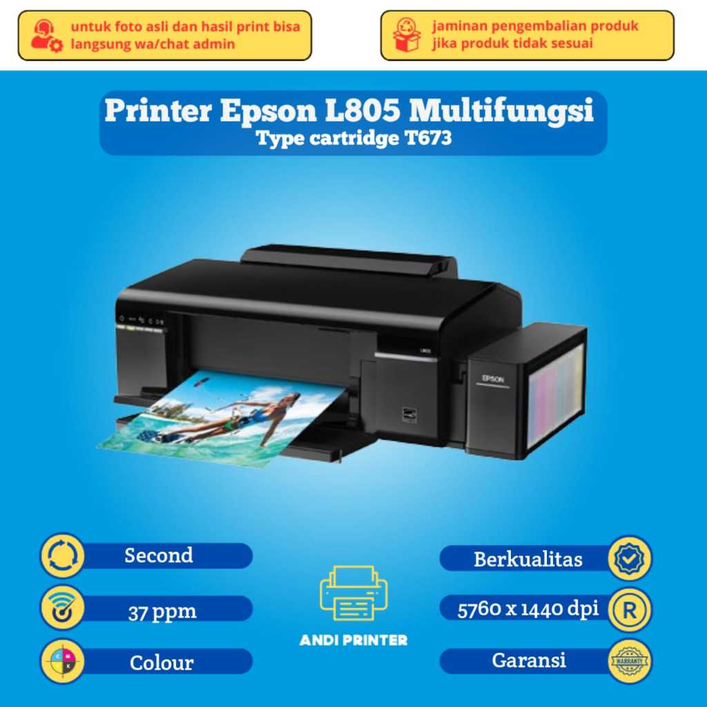 Printer epson warna L805 multifungsi | Tinta baru nozzle full dan Head Baru
