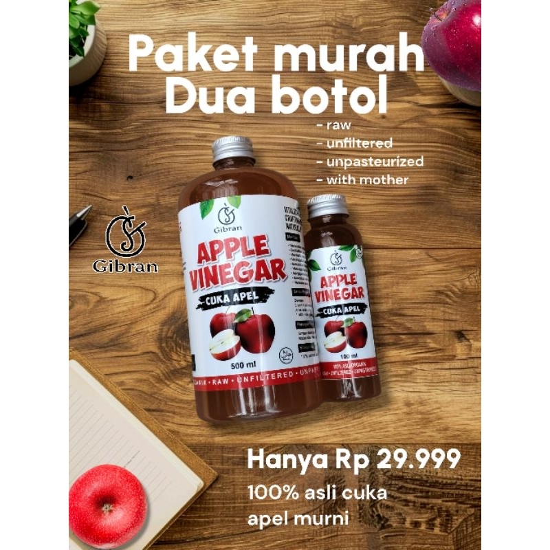 

CUKA APEL GIBRAN(APPLE CIDER VINEGAR) kemasan 500ml dan 100ml