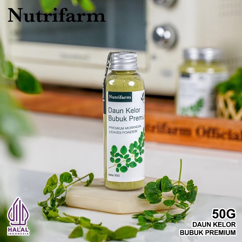 

(50 gram) bubuk daun kelor nutrifarm / bubuk daun kelor premium