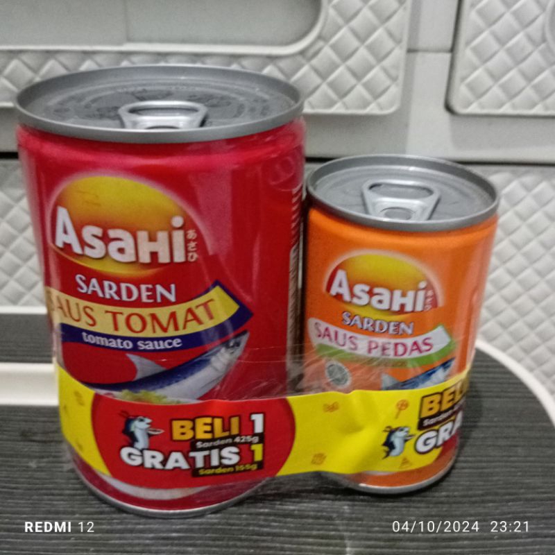 

SARDEN ASAHI 425gr free 155gr sardines saus pedas tomat sause chili tomato