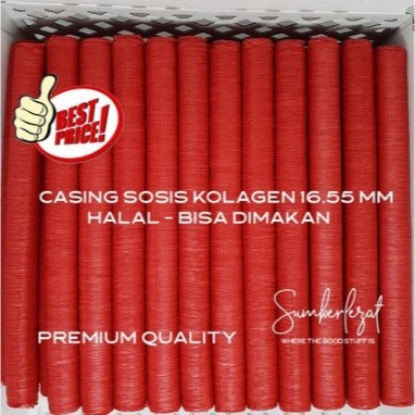 

Bisa Dimakan - Red Casing Selongsong Sosis Kolagen Collagen Edible Halal Ukuran 16.55 mm