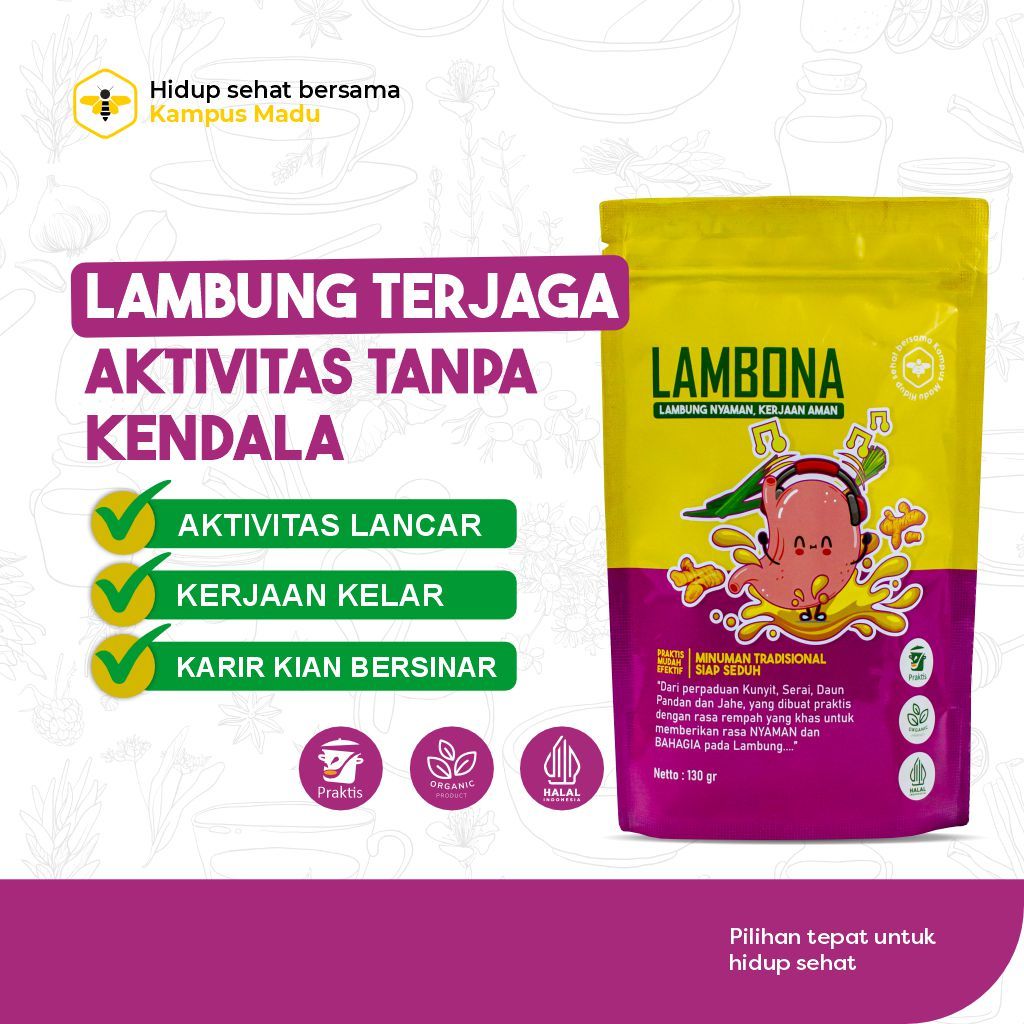 

LAMBONA Minuman Murni Herbal JSR Instan Ramuan Bubuk Jahe Kunir Asli Atasi Asam Lambung Magh Gerd