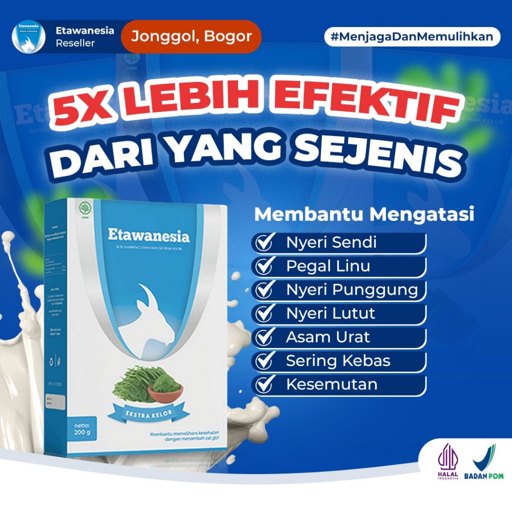 

SUSU ETAWANESIA ETAWA BIRU Susu Kambing Etawa 5 X Lebih Efektif Dari Yang Sejenis + Ekstrak Moringa Rasa Premium Enak Tidak Prengus Rasa Original