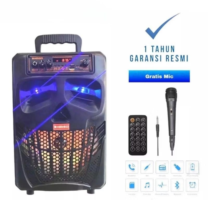 Speaker Bluetooth Karaoke Free Mic 8 Inchi SX 813 Salon Aktif Portable Radio FM Super Bass Speaker