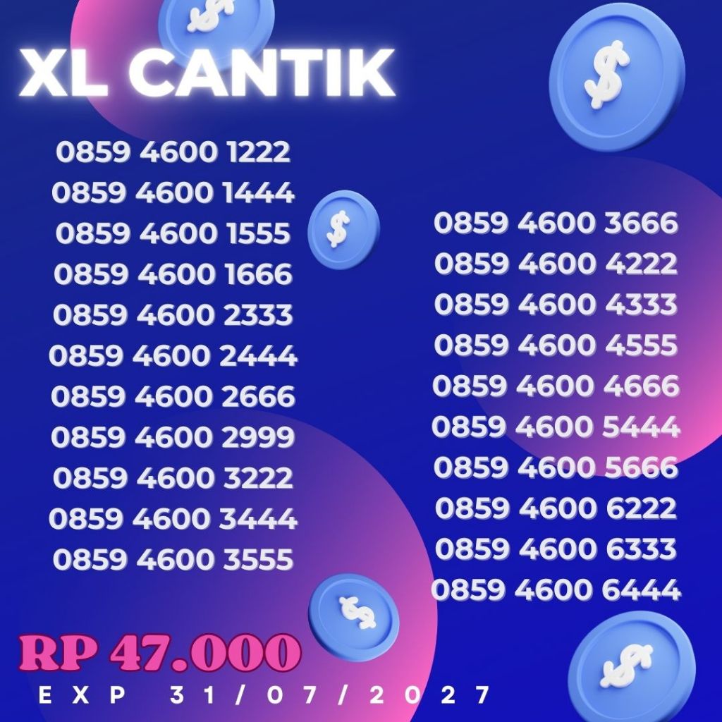 Nomor Cantik XL Ratusan Ekor Triple harga 47ribu