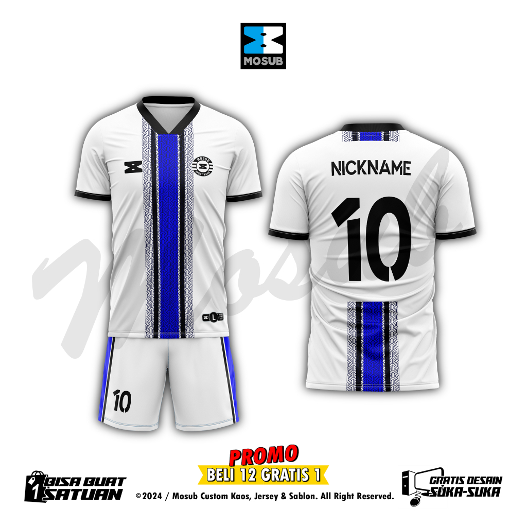 Jersey futsal custom free nama dan nomer baju sepak bola bisa pakai desain sendiri terbaru mosub 002