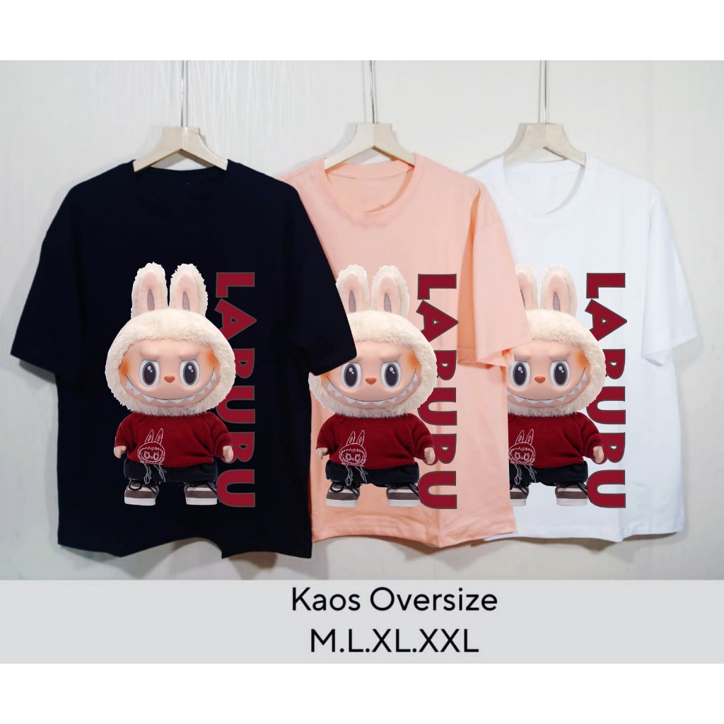 t shirt Colorful Labubu | kaos oversize pria & wanita atasan Korea style