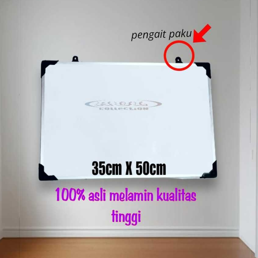 

35 x 50 papan tulis WHITE BOARD melamin asli tidak ada bekas spidol