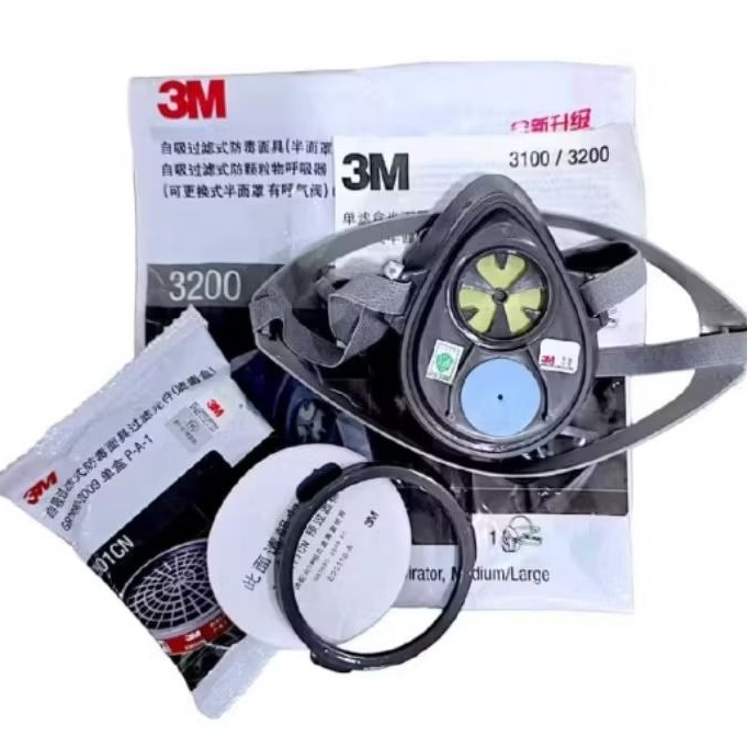 MASKER 3M 3200 1 Set Lengkap Respirator + Cartridge 3301CN + Filter 3N11CN - 3M Kualitas Terbaik