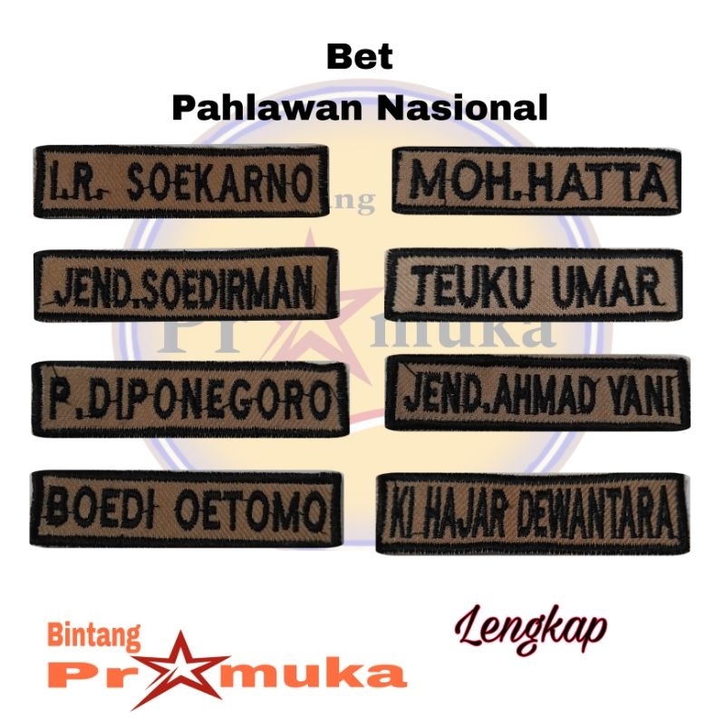 BET PRAMUKA/BET NAMA PAHLAWAN NASIONAL BORDIR