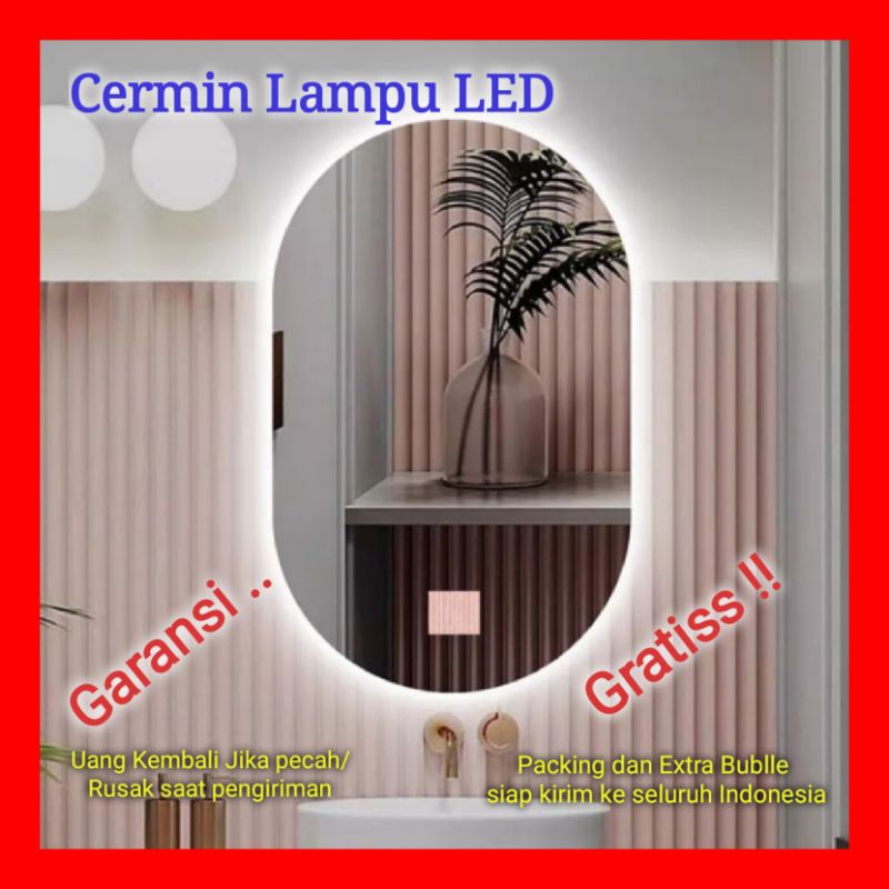 Cermin LED Lampu Cermin Rias Dinding Fashion Aestetick Bulat Oval Tempel Gantung