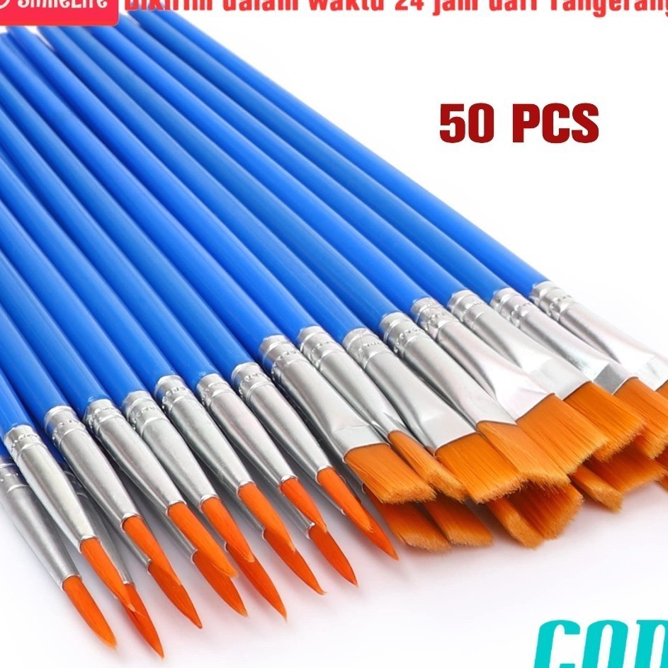 

Kejutan Viral 5PCS Kuas Lukis Cat Air Kuas Lukis Akrilik BrushPointed Dan FlatArtist Paint Brush Nilon