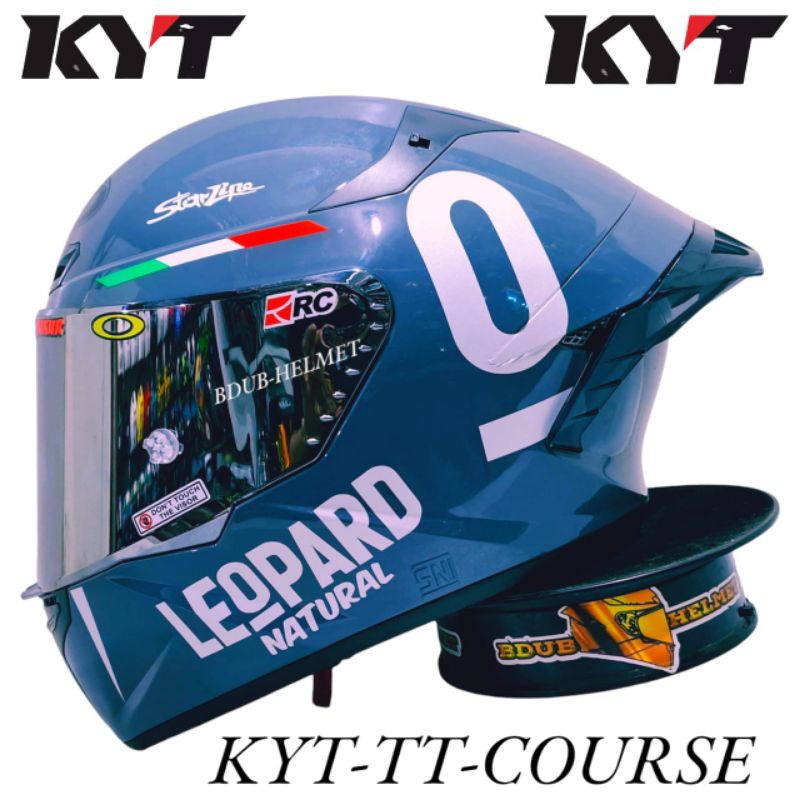 Helm KYT TT course gorila grey glos paket ganteng original KYT