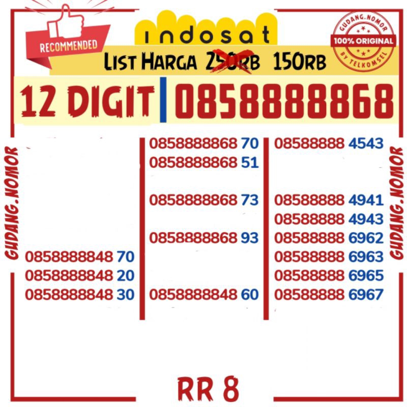 Nomor Cantik Indosat 11 Digit 12 Digit 4G LTE - Kartu Perdana Indosat im3 Cantik 4G 10