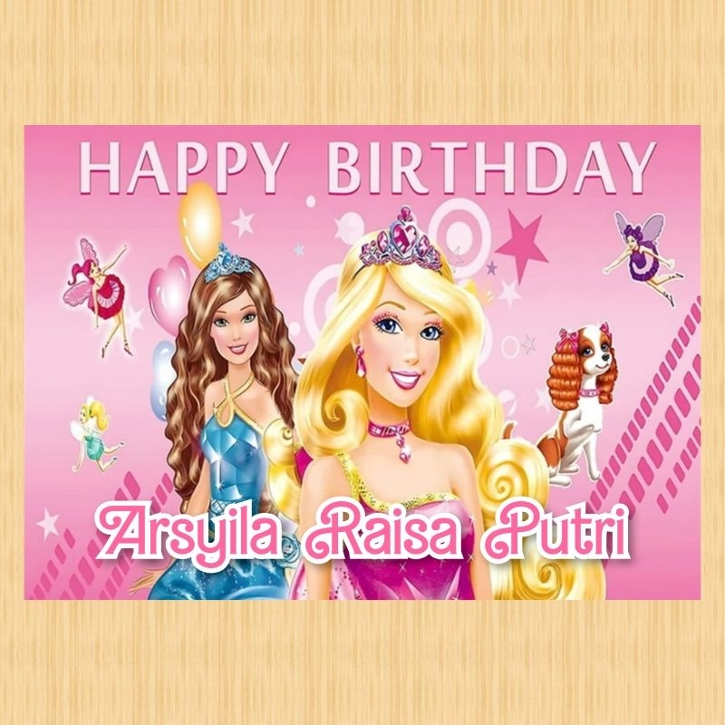 Spanduk BARBIE banner BARBIE spanduk banner ultah anak background BARBIE custom backdrop ulang tahun