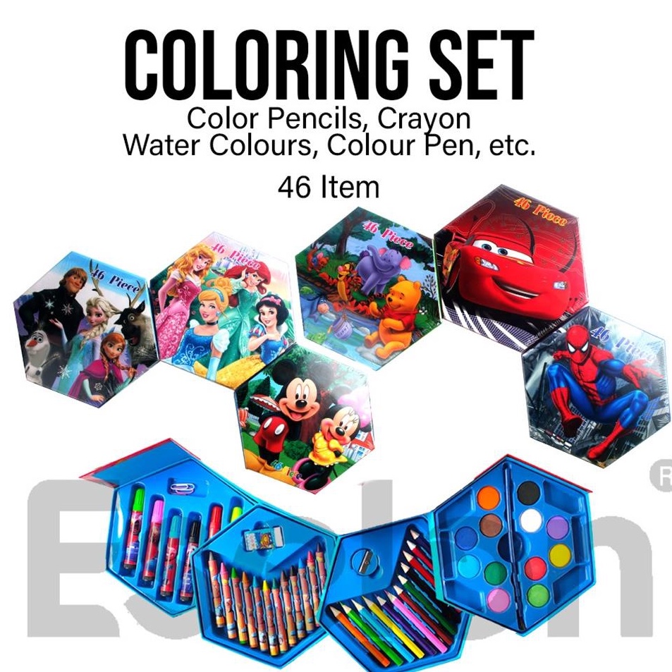 

Serba Berkualitas Crayon 46set 4IN1 karakter Set Mewarnaimelukis 46set