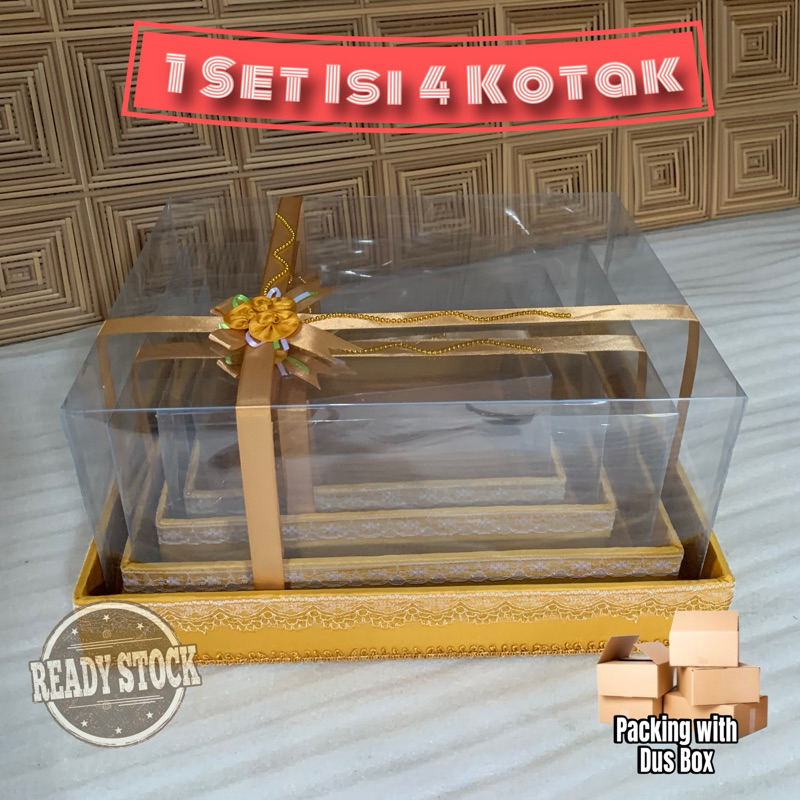 

Box Mika Seserahan 1 set isi 4 Model Pita warna Emas