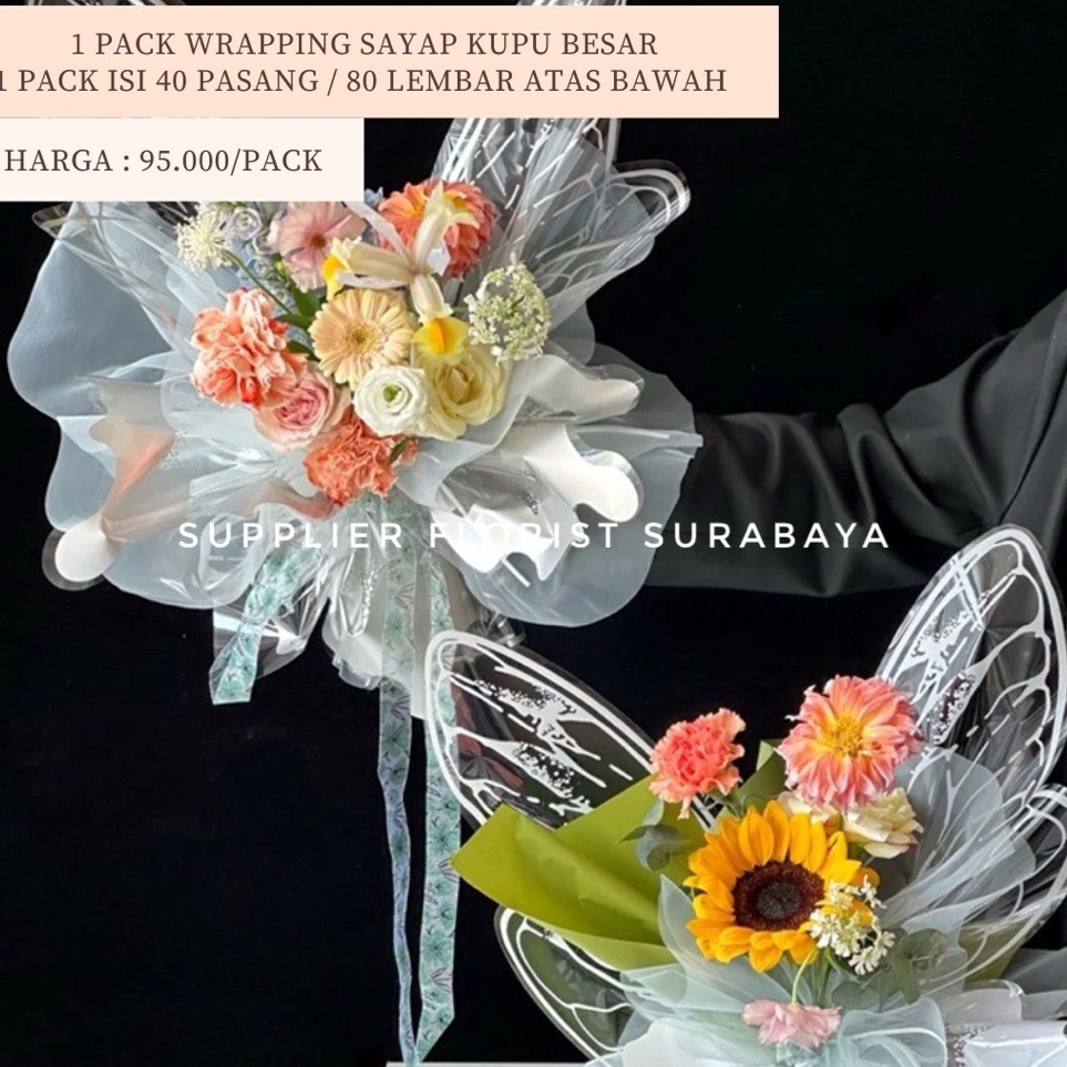 

Murah Gembira 1 PACK ISI 4 SET 8 LEMBAR WRAP SAYAP KUPU BENING TRANSPARAN BESAR PLASTIK WRAPPING KUPU SAYAP BESAR PLASTIC BUTTERFLY KOREAN WRAPPING PAPER MARIPOSA KERTAS BUKET BUNGA DIY FLORIST KEKINIAN KUPU KUPU FLYING BOUQUET PAPER ESTETIK